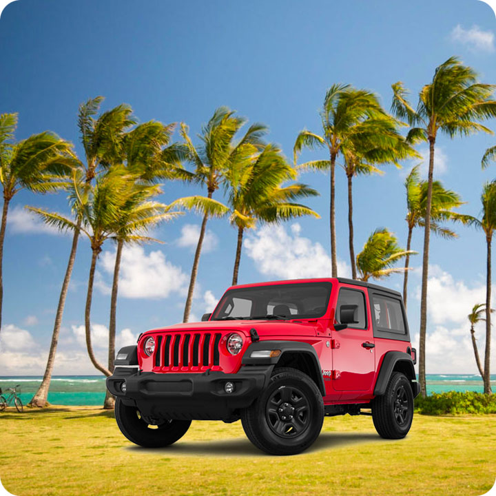 Jeep rental on the beach on Kauai near the LIH airport
