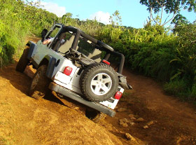 Jeep hill climb in Kauai